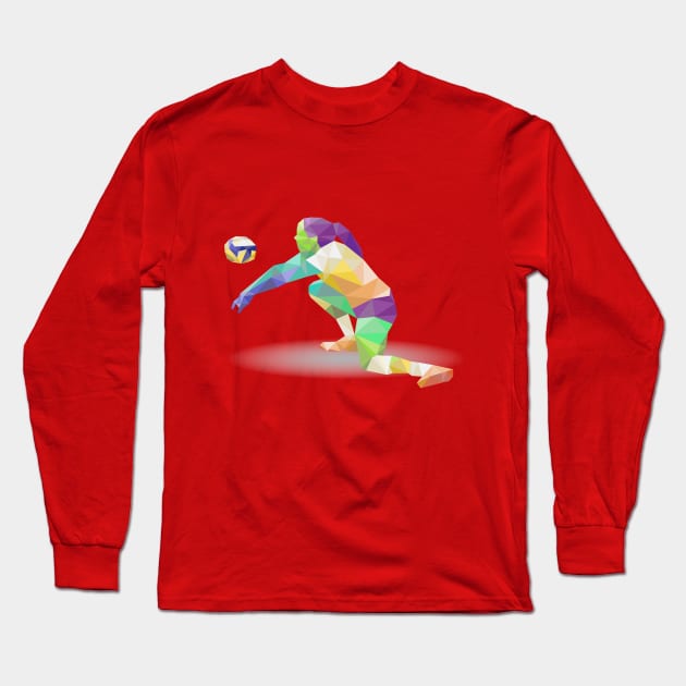 Volleyball Player Long Sleeve T-Shirt by Mako Design 